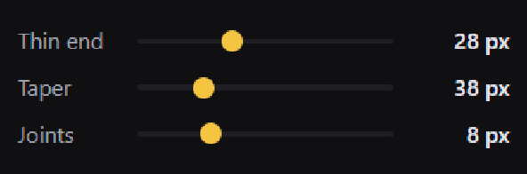 Three sliders with their names and values