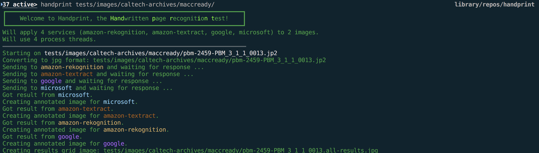 Screencast of simple Handprint demo