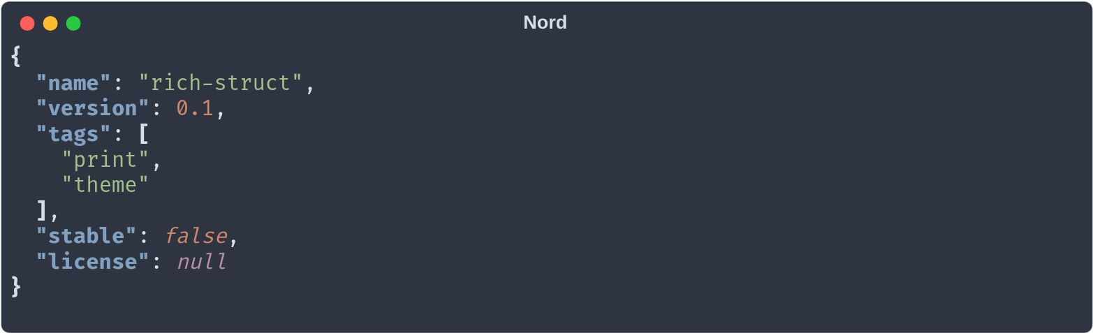JSON in the Nord theme