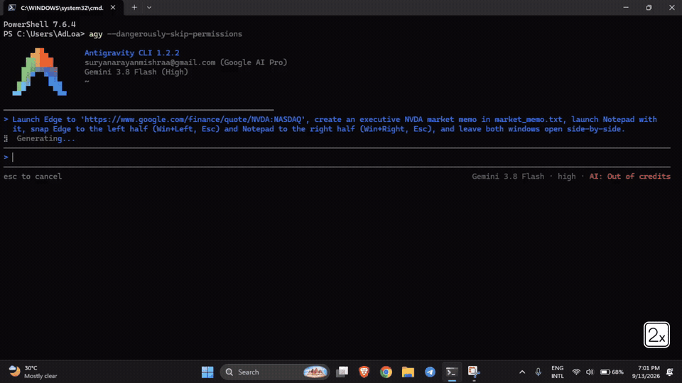 Extra in action — Live Windows desktop automation