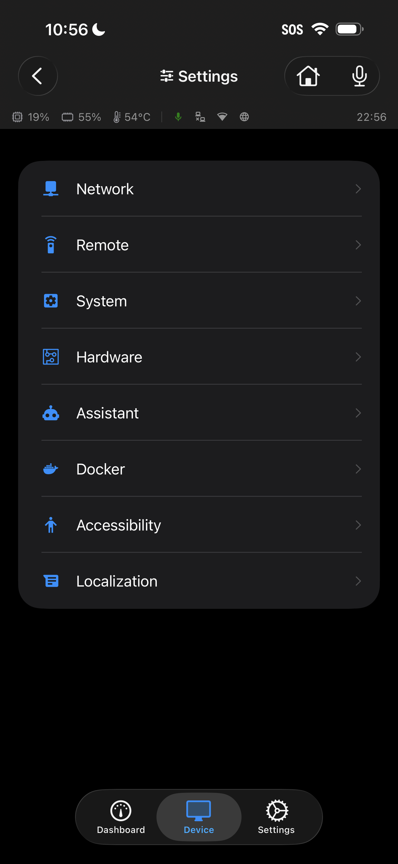 iOS app menu