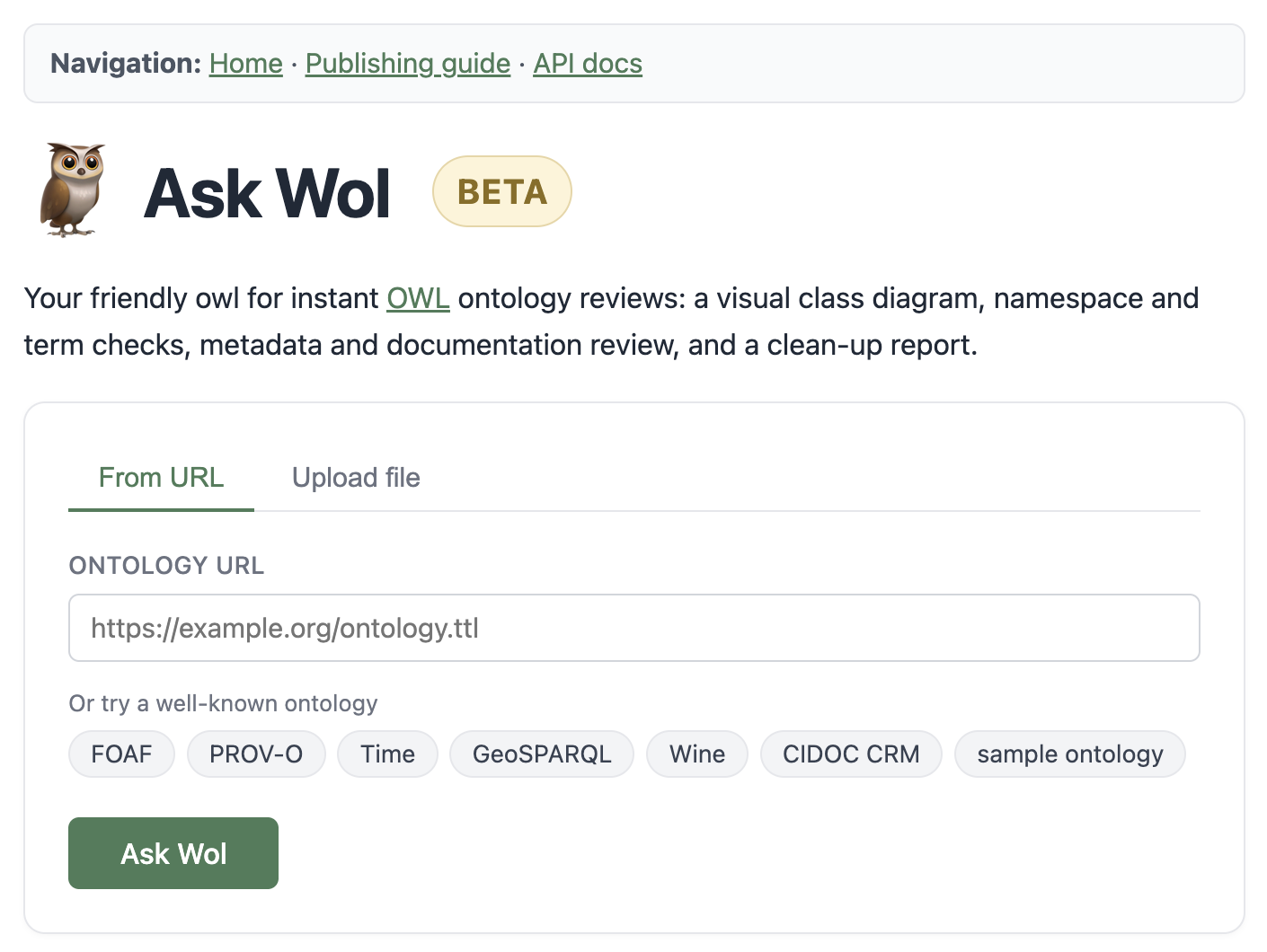 askwol web UI screenshot