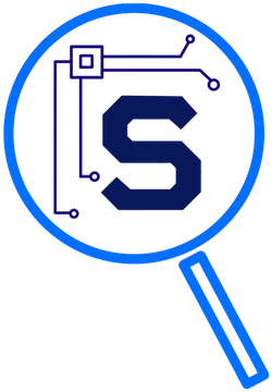 Blue magnifying glass Surfactant logo