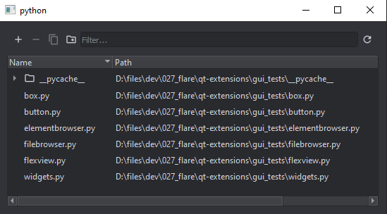 Screenshot of the filebrowser widget