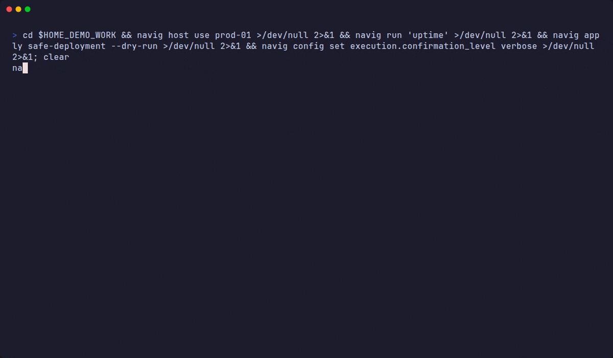 navig ledger show, verify and undo --list
