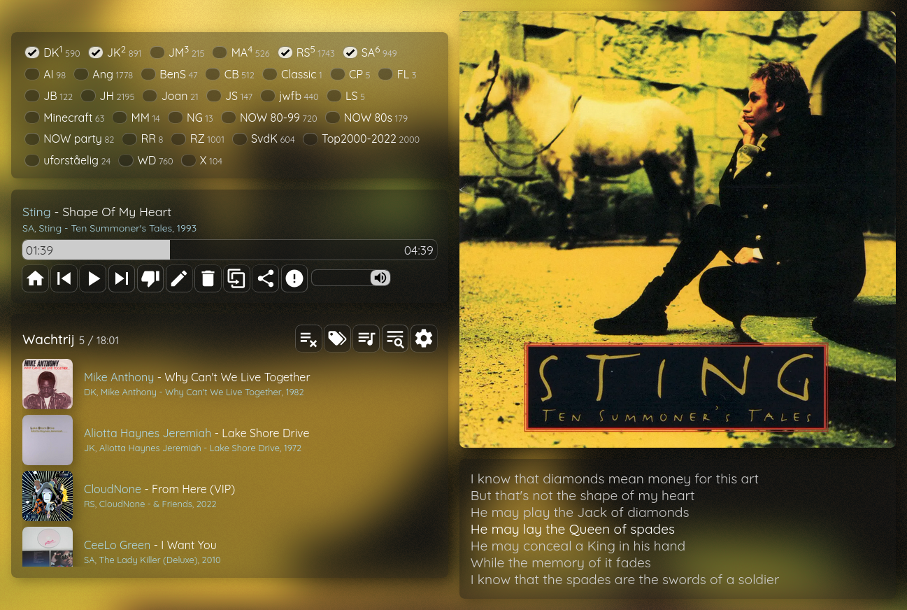 Screenshot of music player