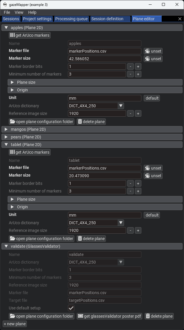 Plane editor
