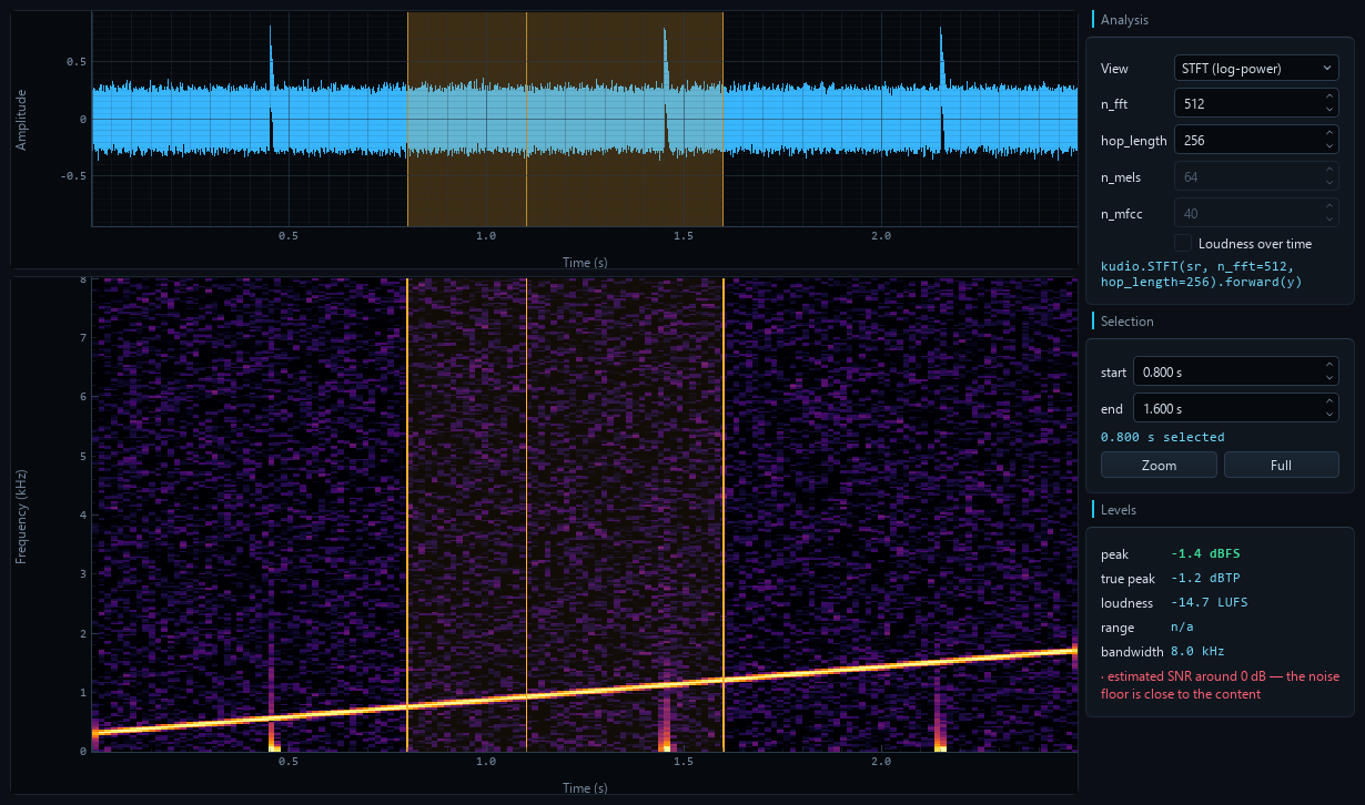 A/B: the original noisy clip