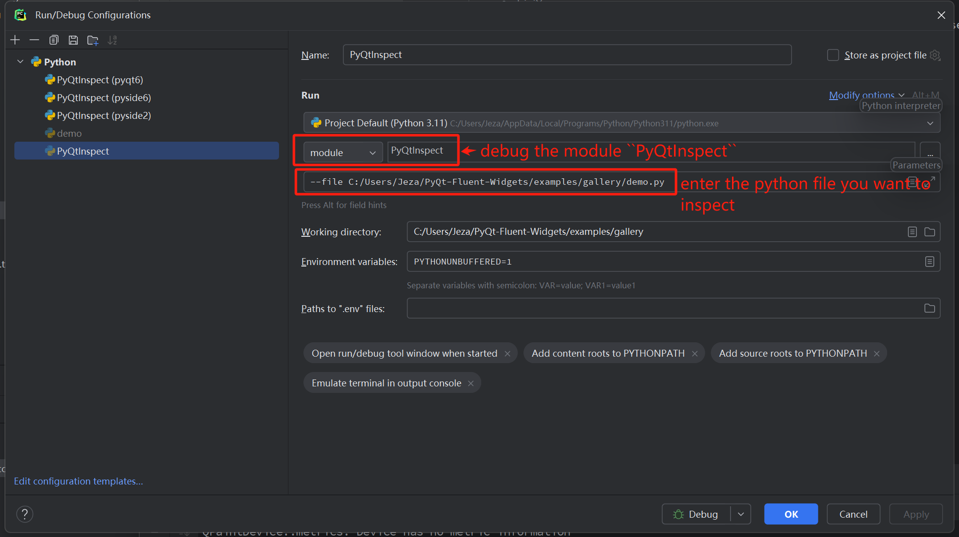 pycharm config