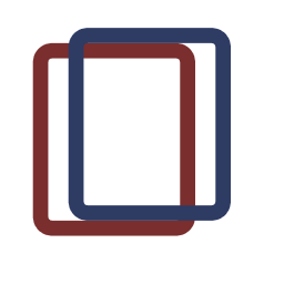 palimpsest logo — two overlapping page outlines in register
