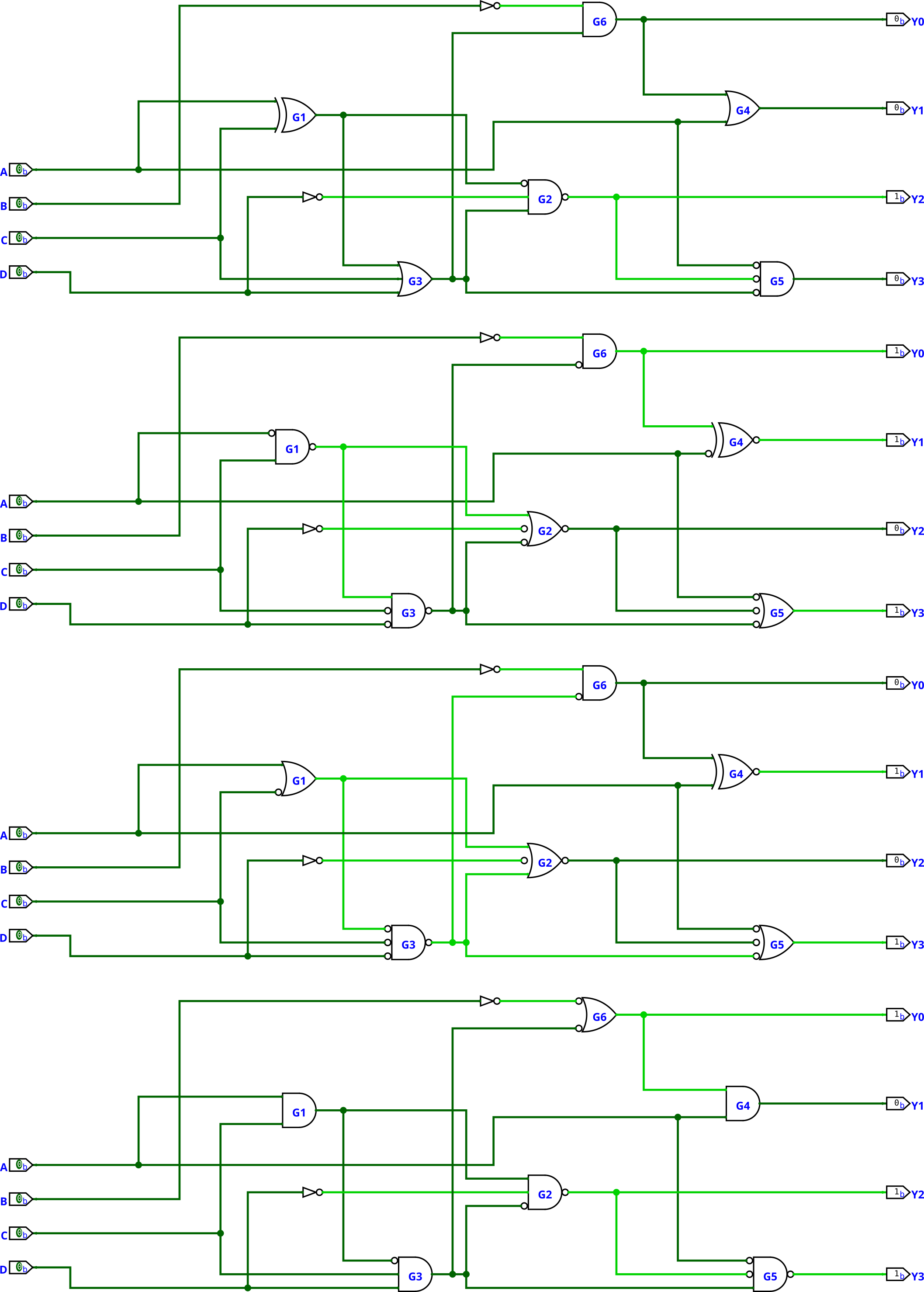Same circuit mutated four times