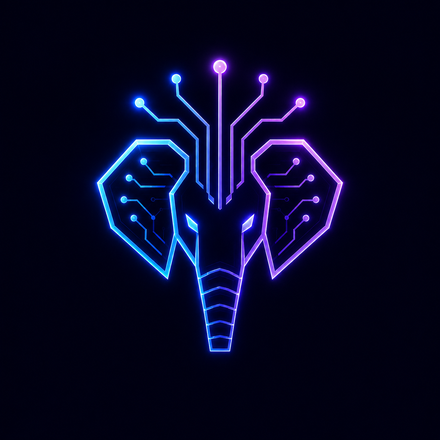 EleSync — a neon circuit elephant