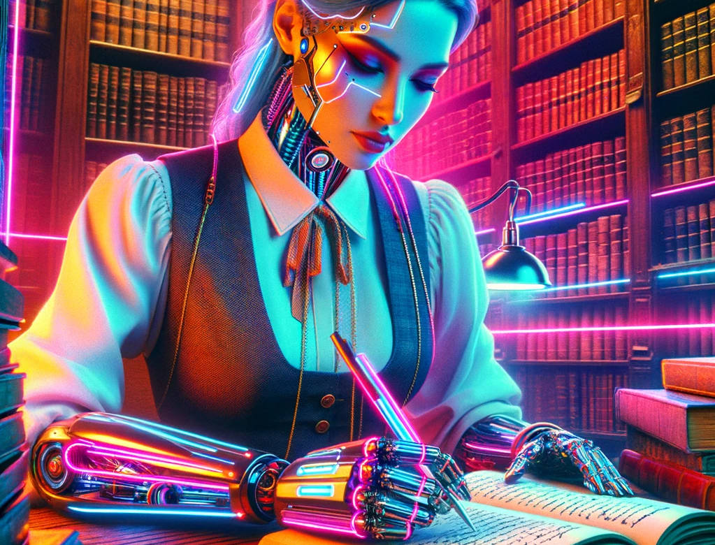 A GPT human cybord writing a manuscript