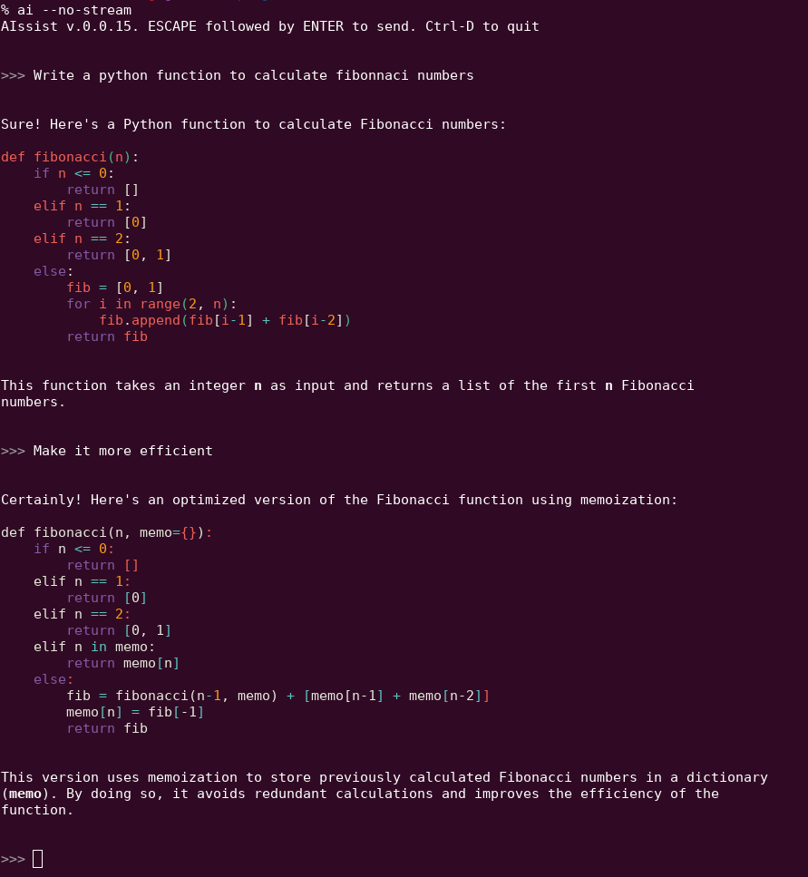 An example of using aissist to write Python