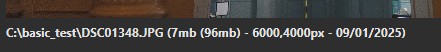 Example of the status bar with a basic image loaded