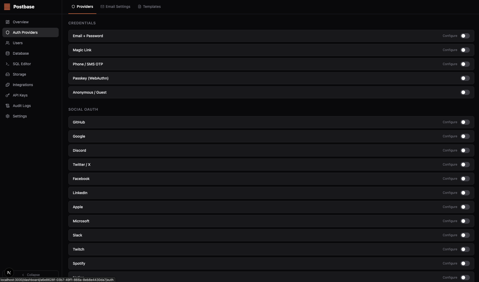 Auth providers