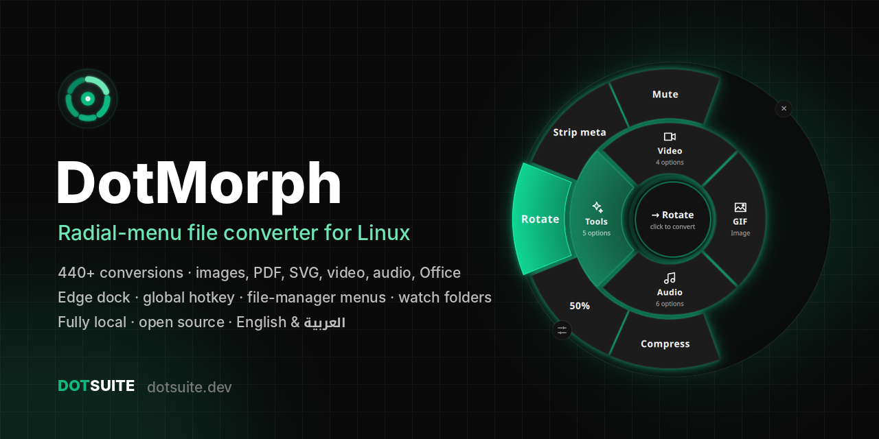 DotMorph: radial-menu file converter for Linux, part of DotSuite