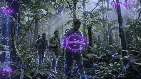 Focus: purple geodesic sphere and one moving hexagon