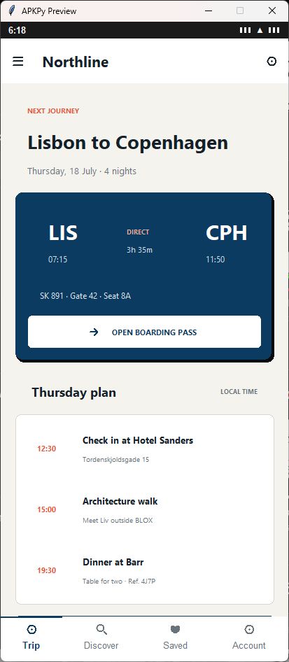 Northline travel app built with ApkPy