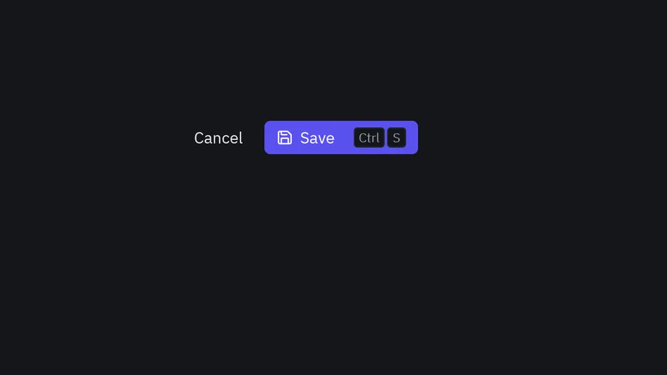A Save button with its shortcut, hovered and pressed