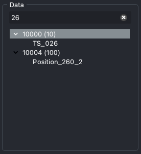 Datasets and tomograms filtered by the text 26, so that only two are shown