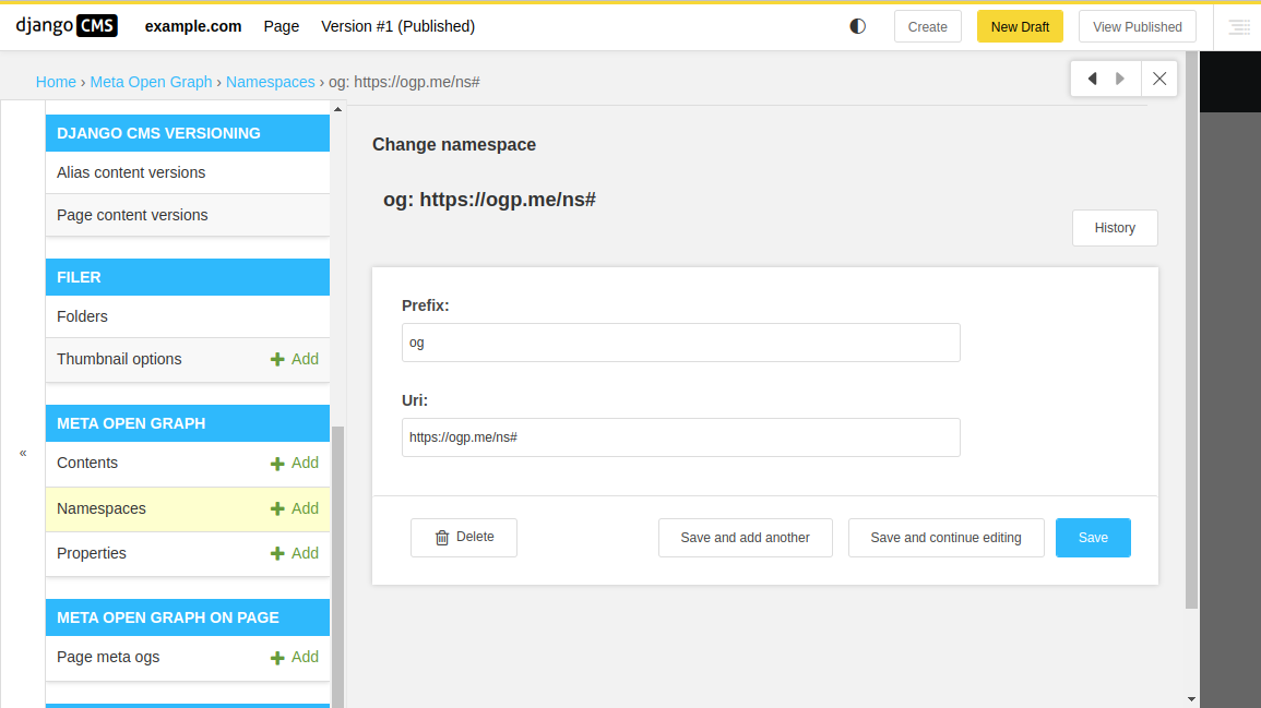 Namespace form