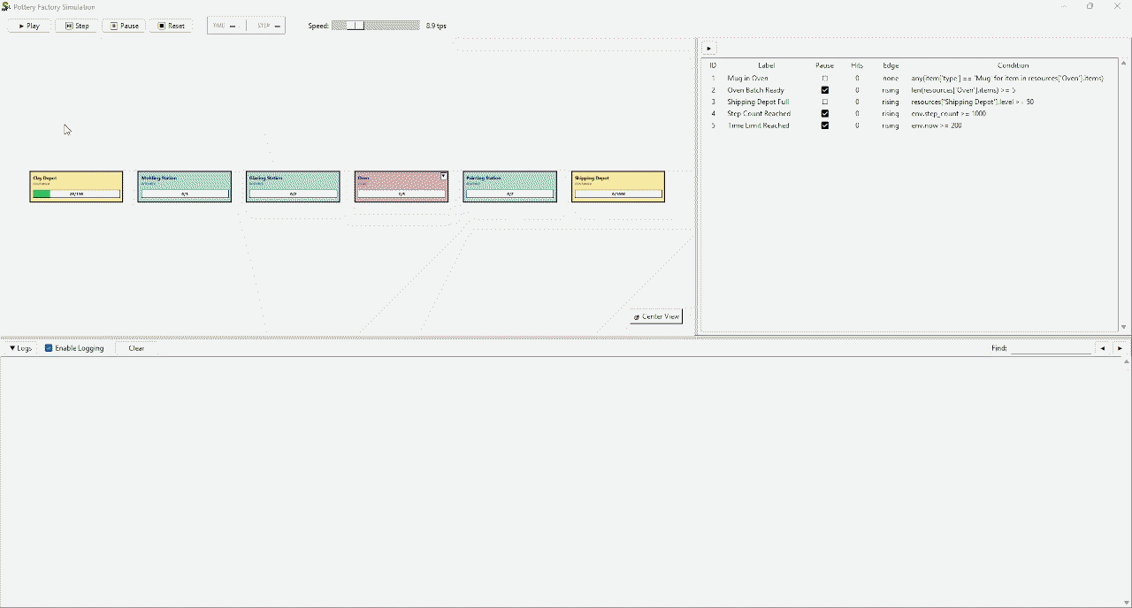 SimPy discrete-event simulation visualization and debugging workflow in SimpyLens
