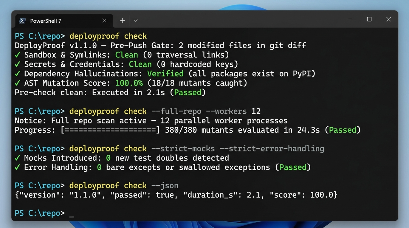 DeployProof: Pre-Push Quality & Security Gate