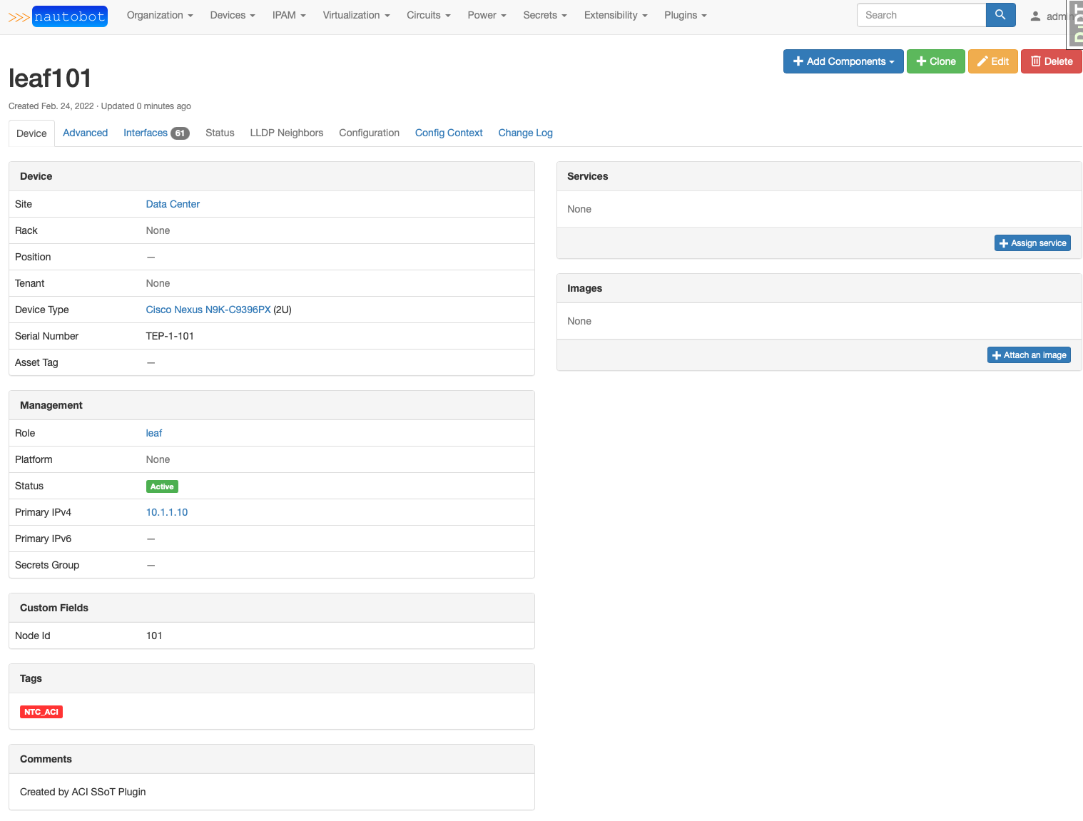 Imported Device with ACI Attributes