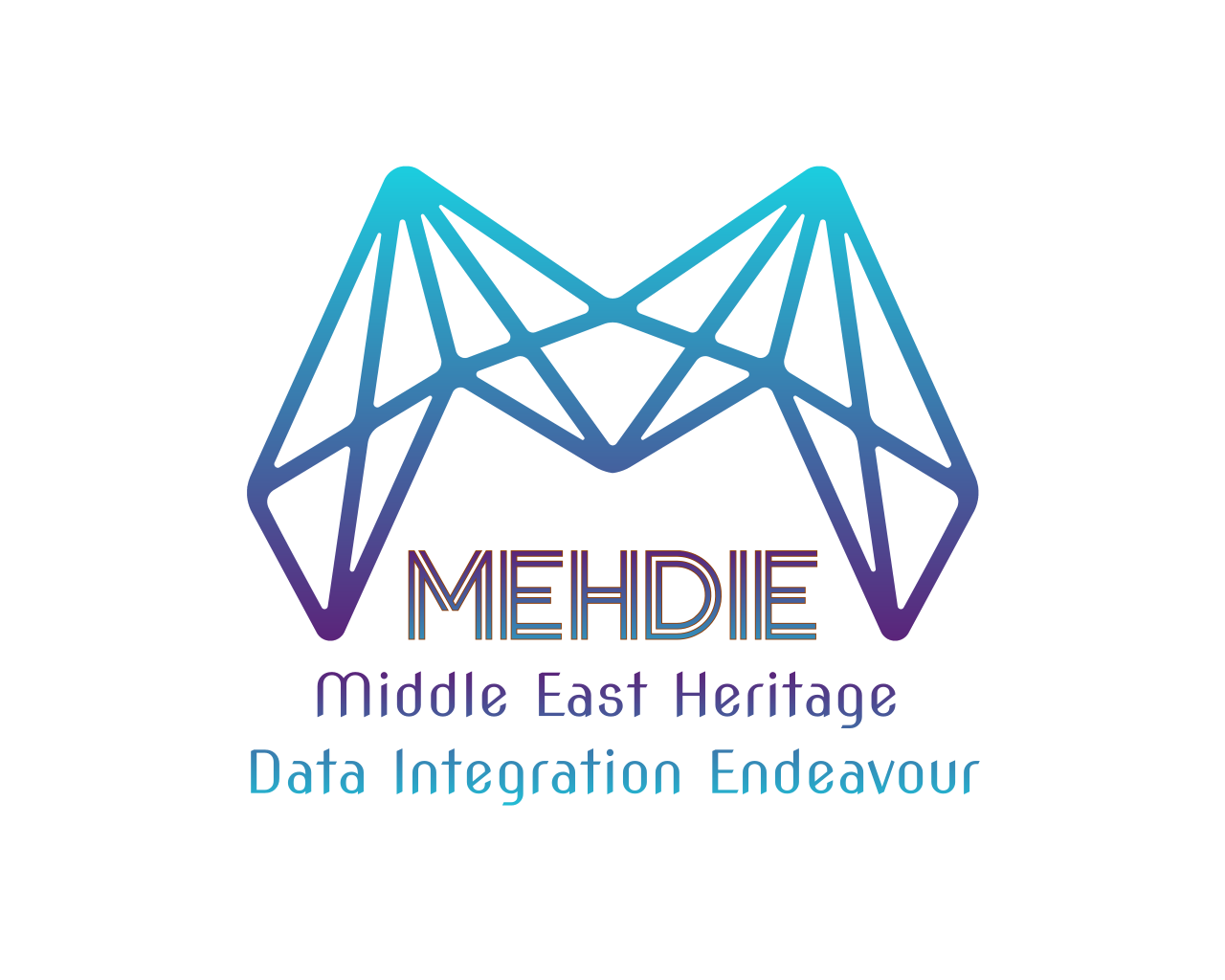 the mehdie logo is a line-drawn M in several similar lines symbolizing the similarity and distincness of the middle-eastern languages