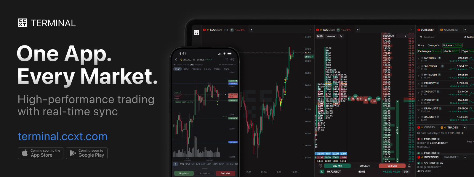 CCXT Terminal: One App. Every Market. High-performance trading with real-time sync