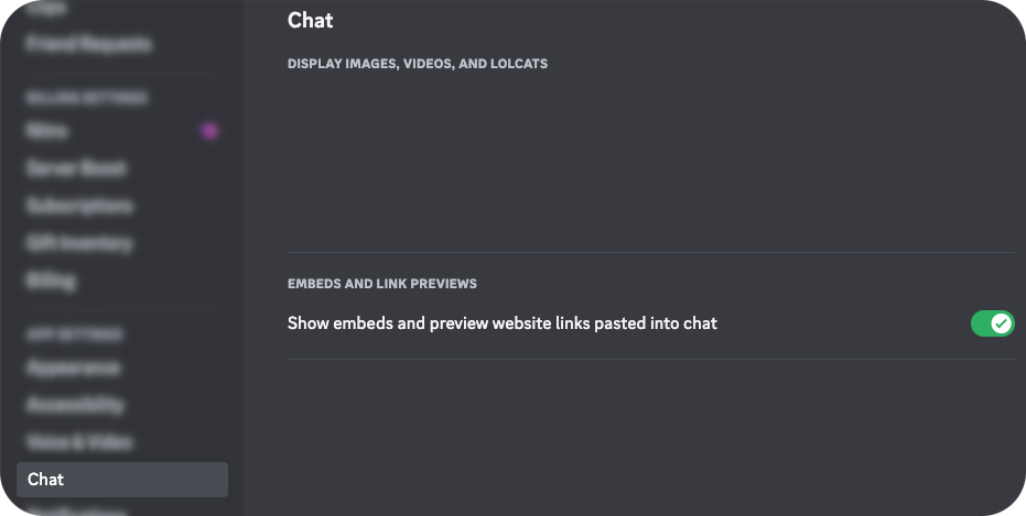 Settings - Chat