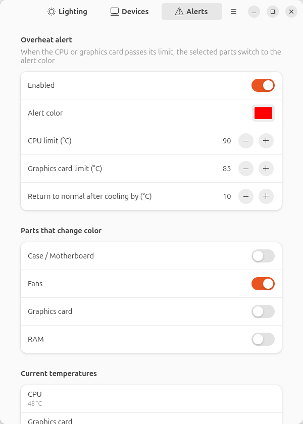 Alerts tab