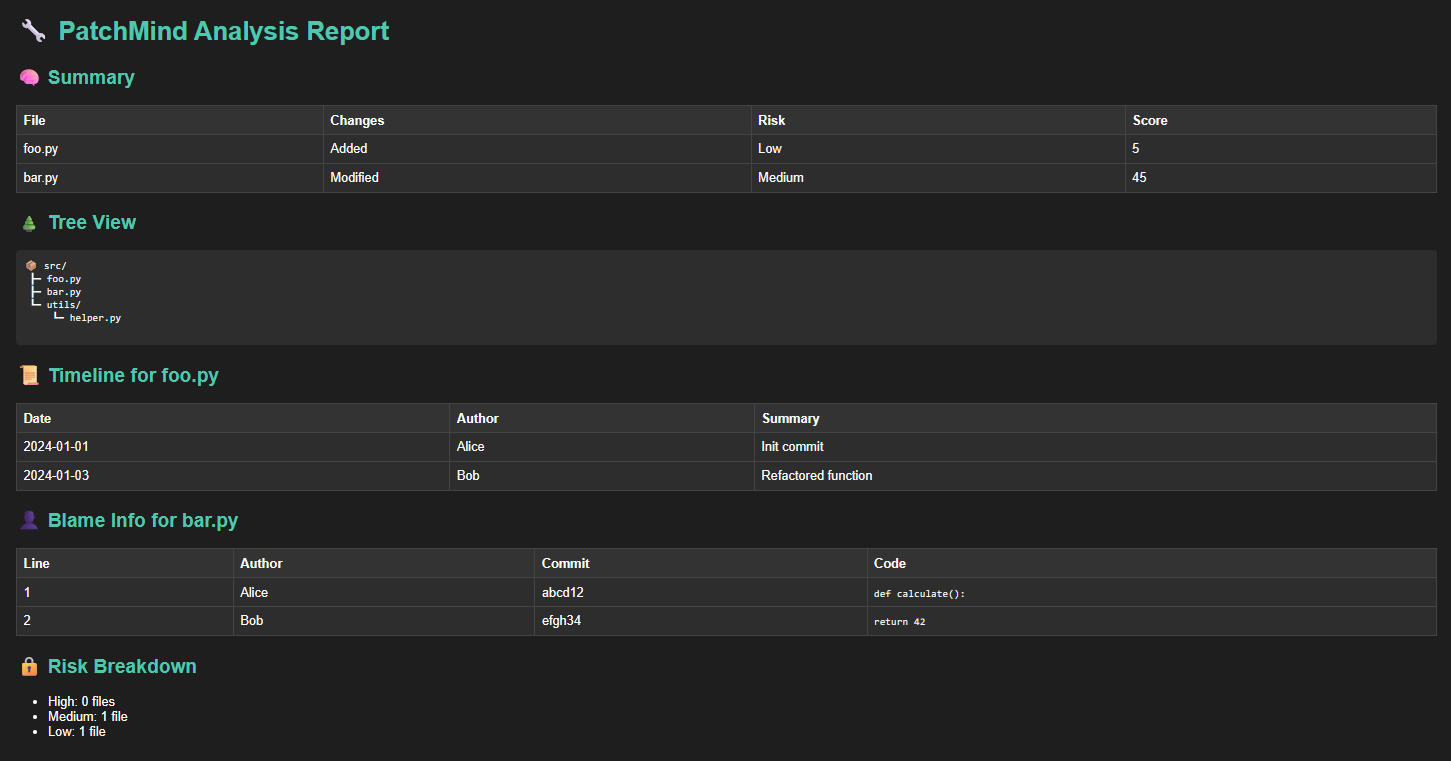 PatchMind HTML Report Sample