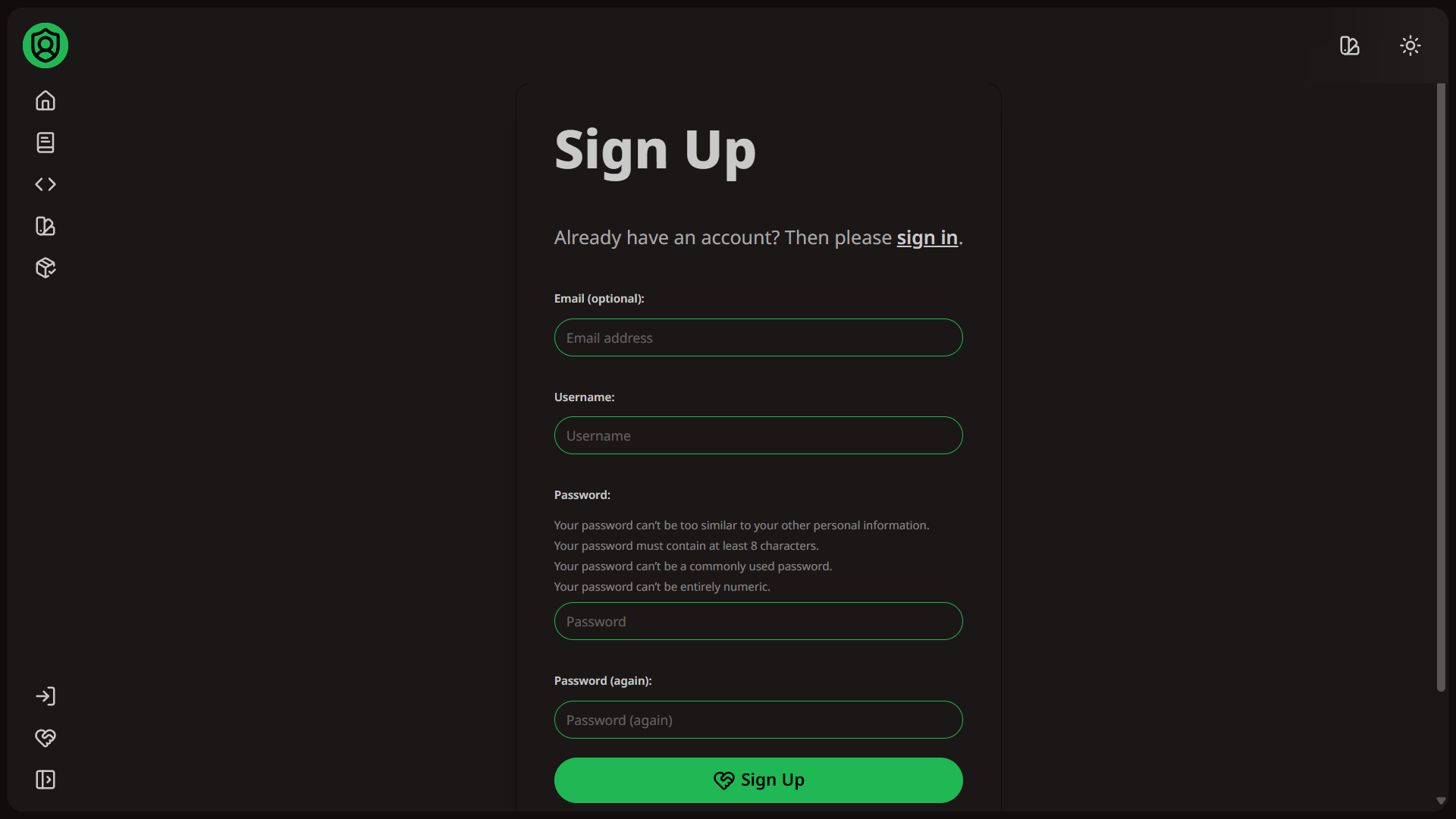 Sign up