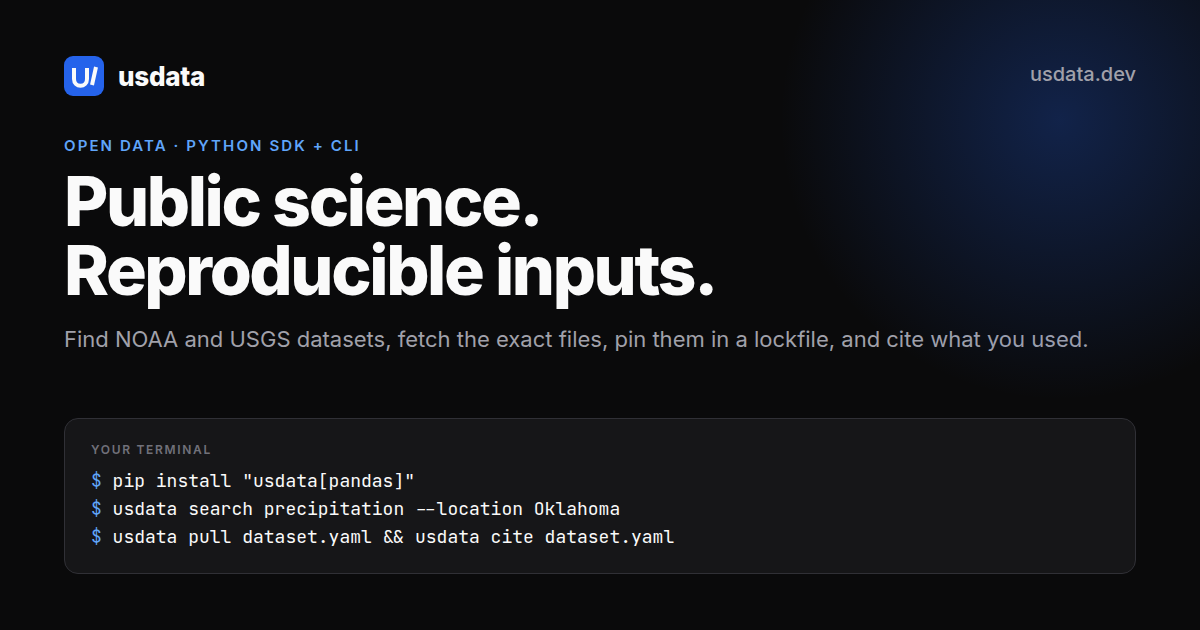 usdata.dev: public science, reproducible inputs