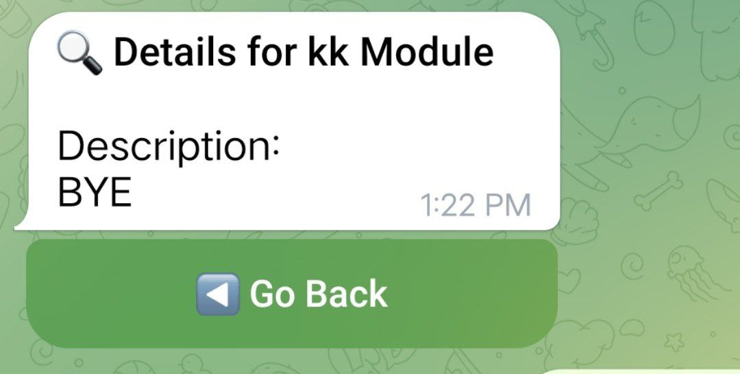 Help menu of a module