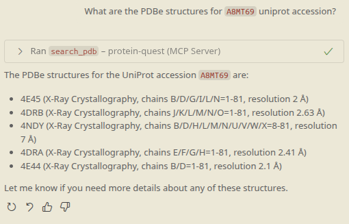 Protein Quest MCP workflow