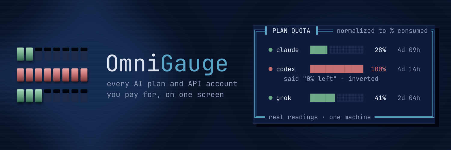 OmniGauge — every AI plan and API account you pay for, on one screen