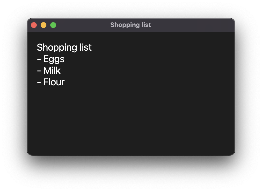 Screenshot of the app
