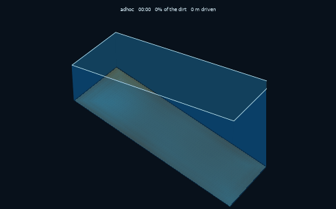 A sloped pool rendered as a 3D basin, the camera orbiting as the cleaner works the floor