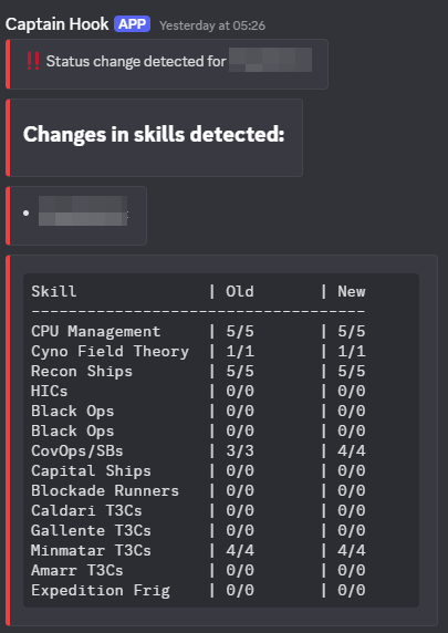 Screenshot of Skills Discord Notification