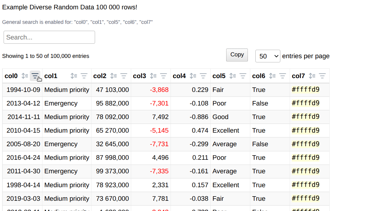 df2tables demo with 1 000 000 rows