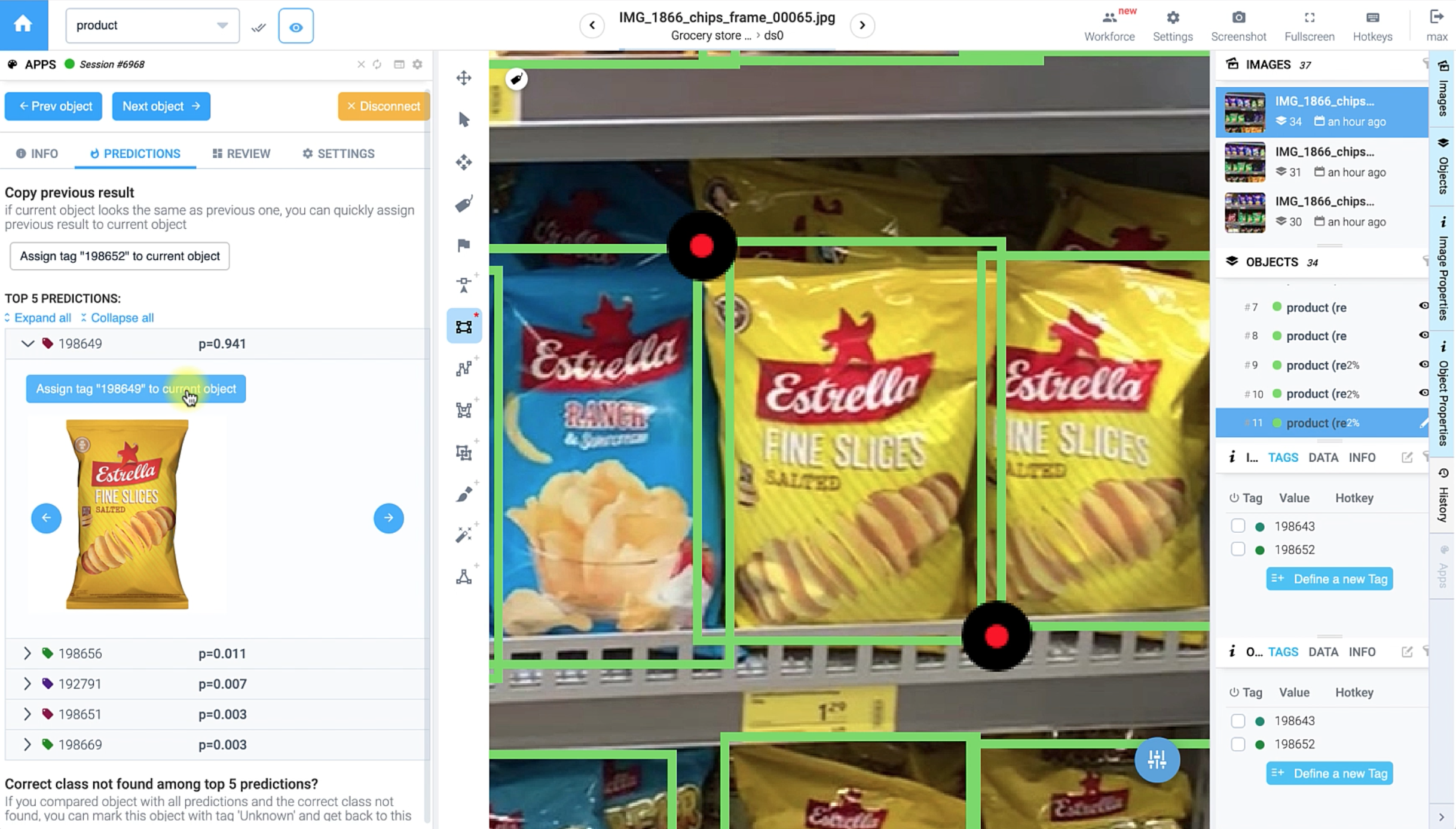AI assisted retail labeling app is integrated into labeling tool and can communicate with it via web sockets