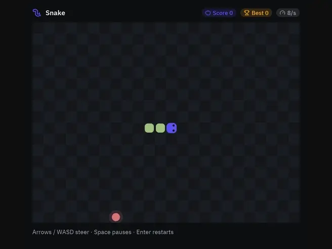 The Snake game being played