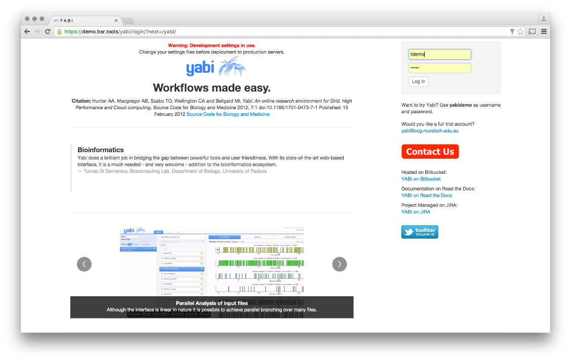 The BSR/MHammell lab yabi installation