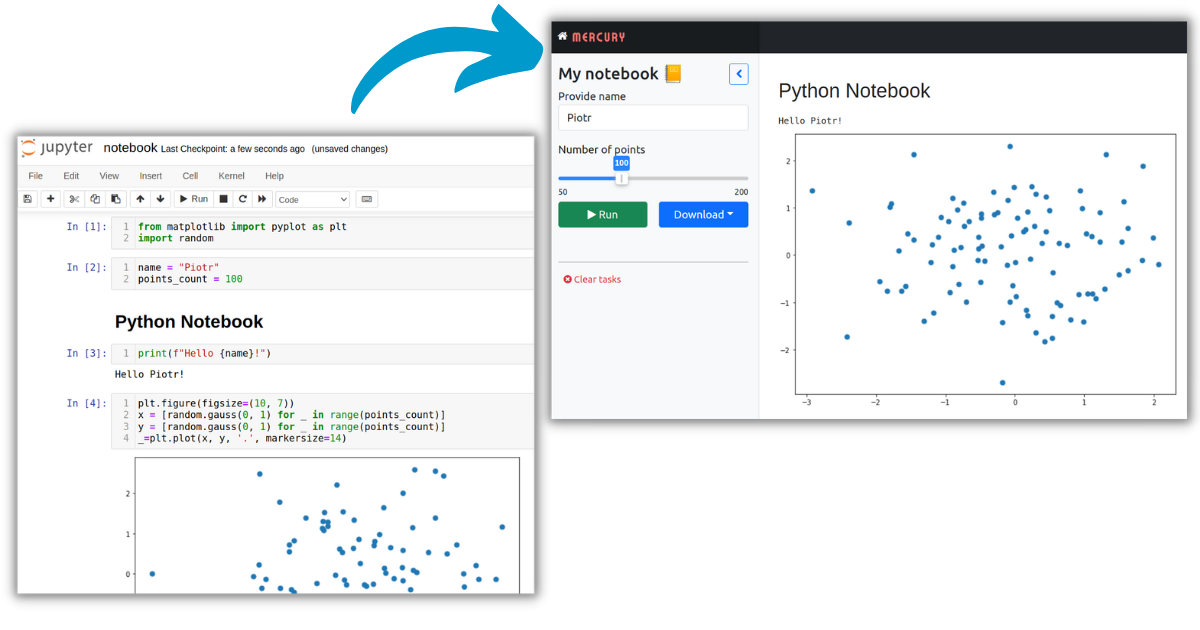 Mercury convert notebook to web app