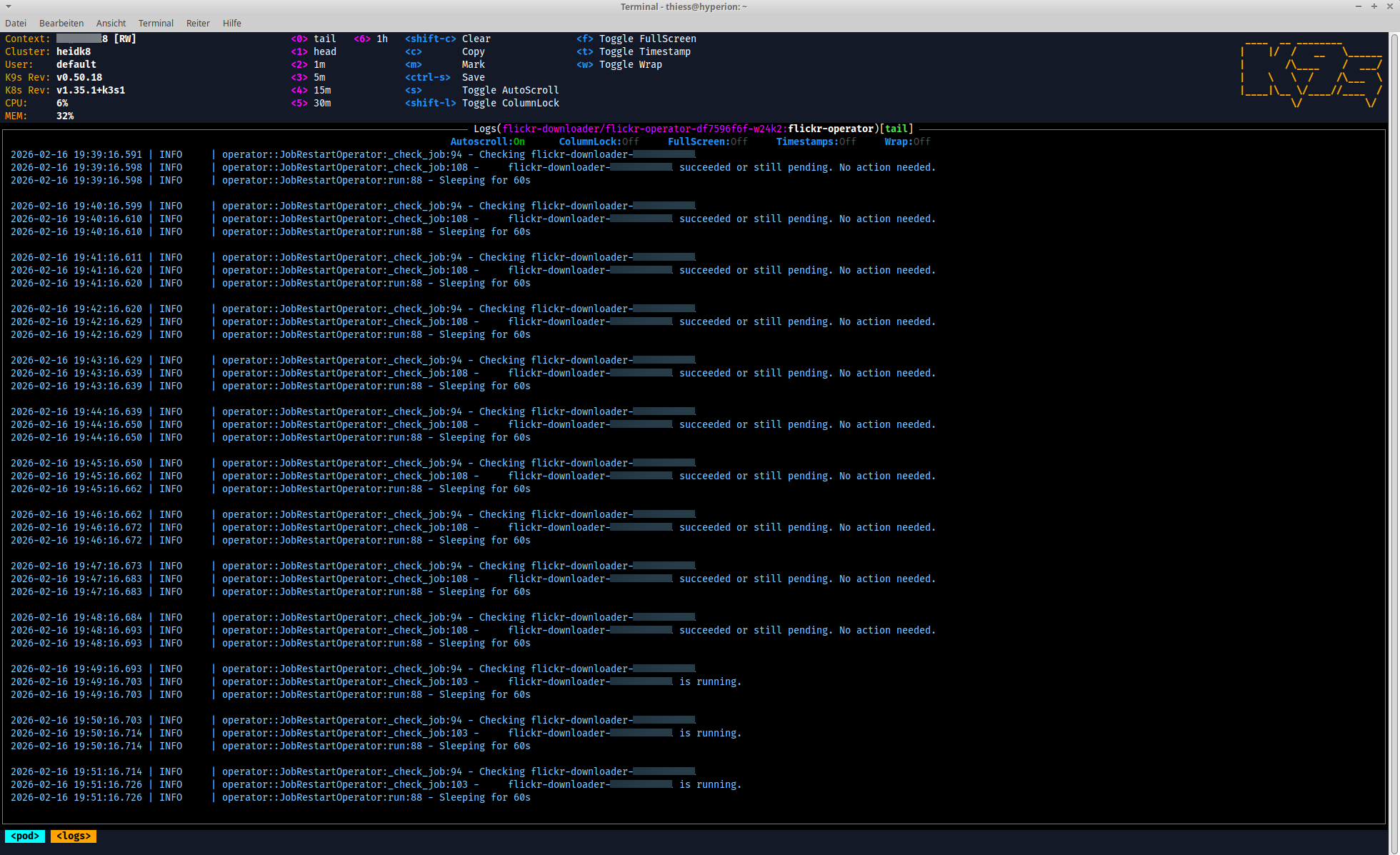 Operator monitoring jobs across multiple check cycles