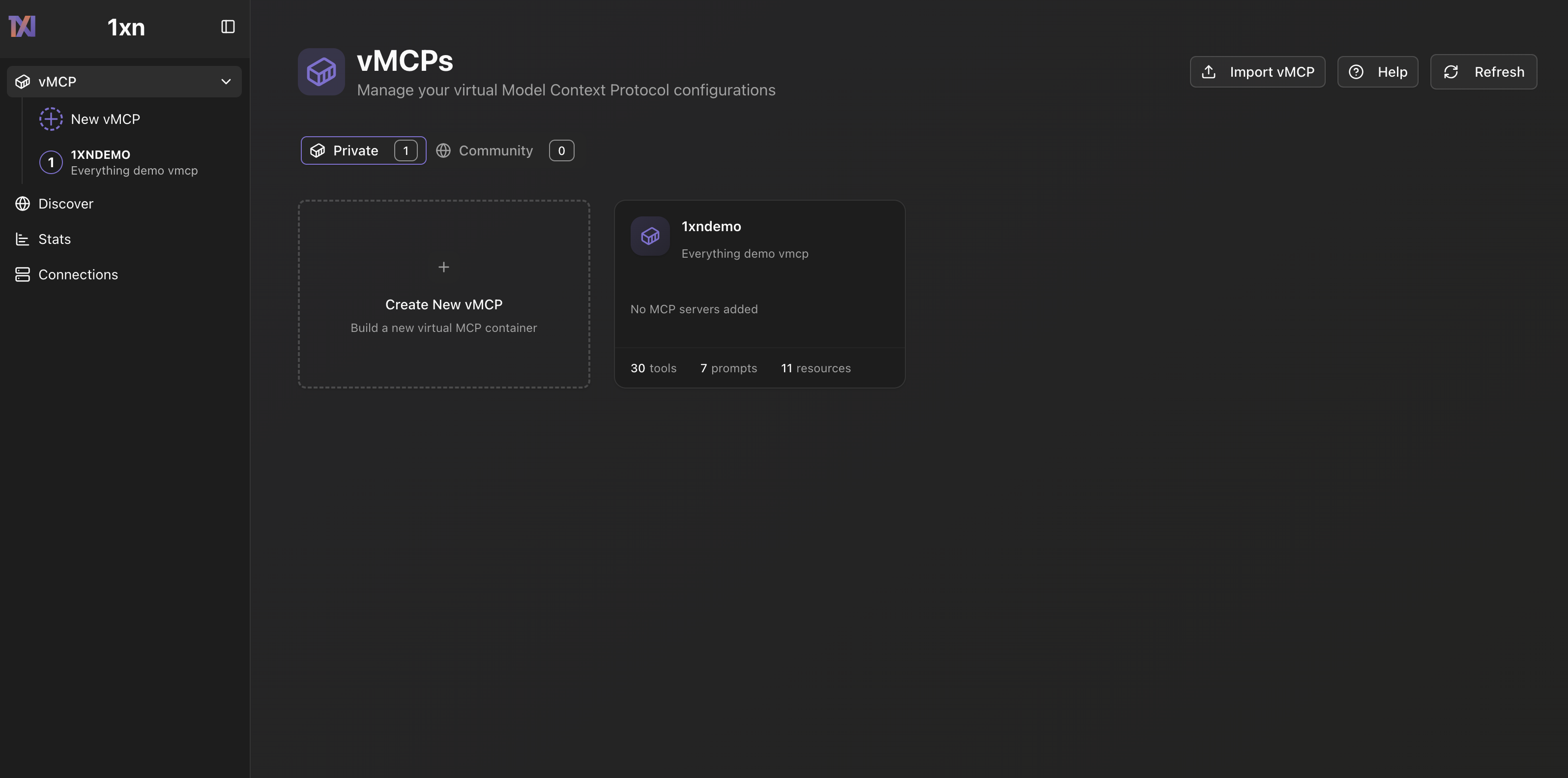 vMCP Home Page Dashboard