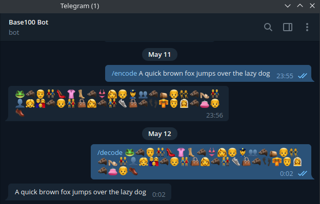 pybase100 in Telegram bot